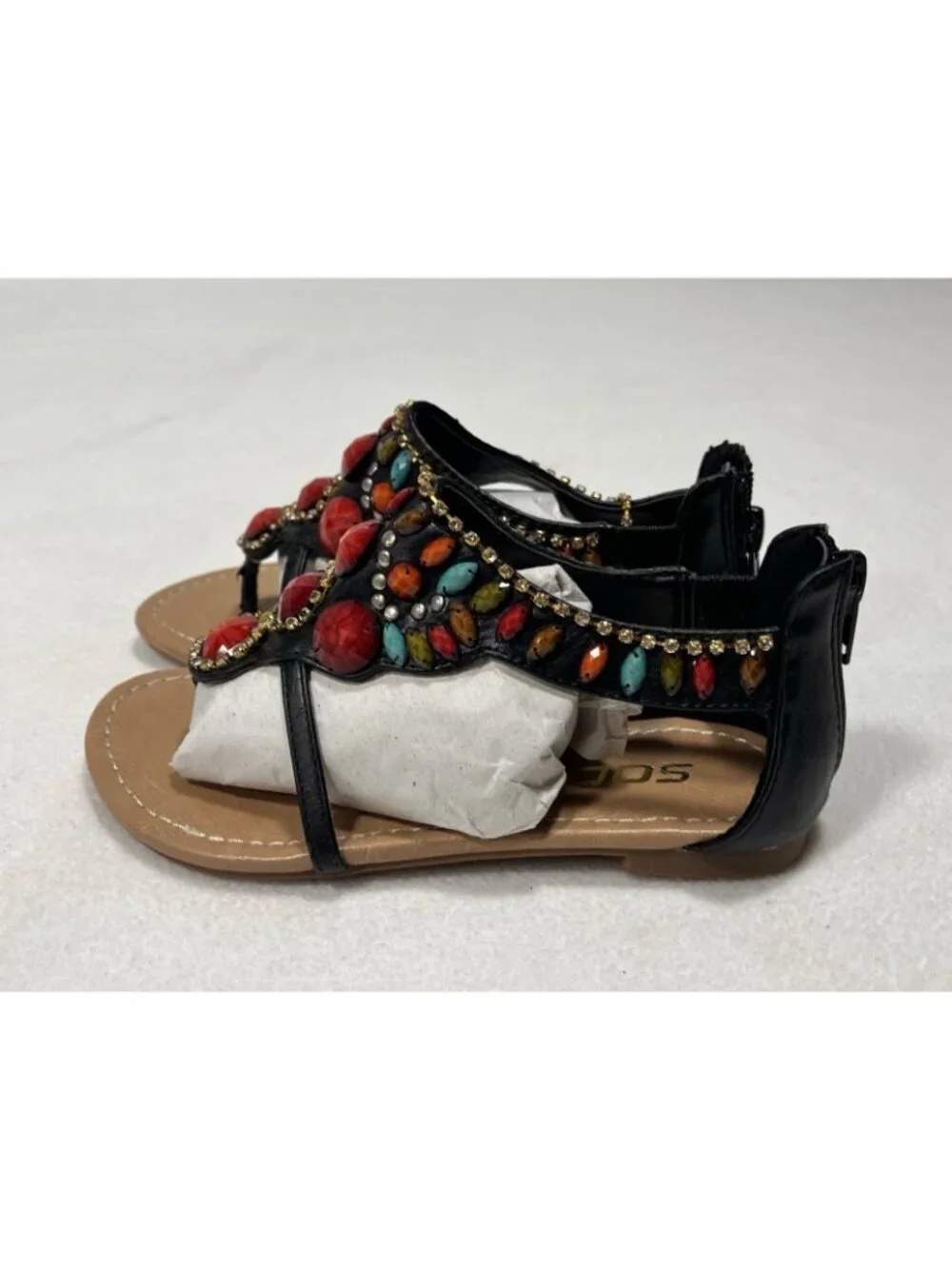 Soda ANDRIX Girls Sandals Size 12 Black Multi Embellished NIB